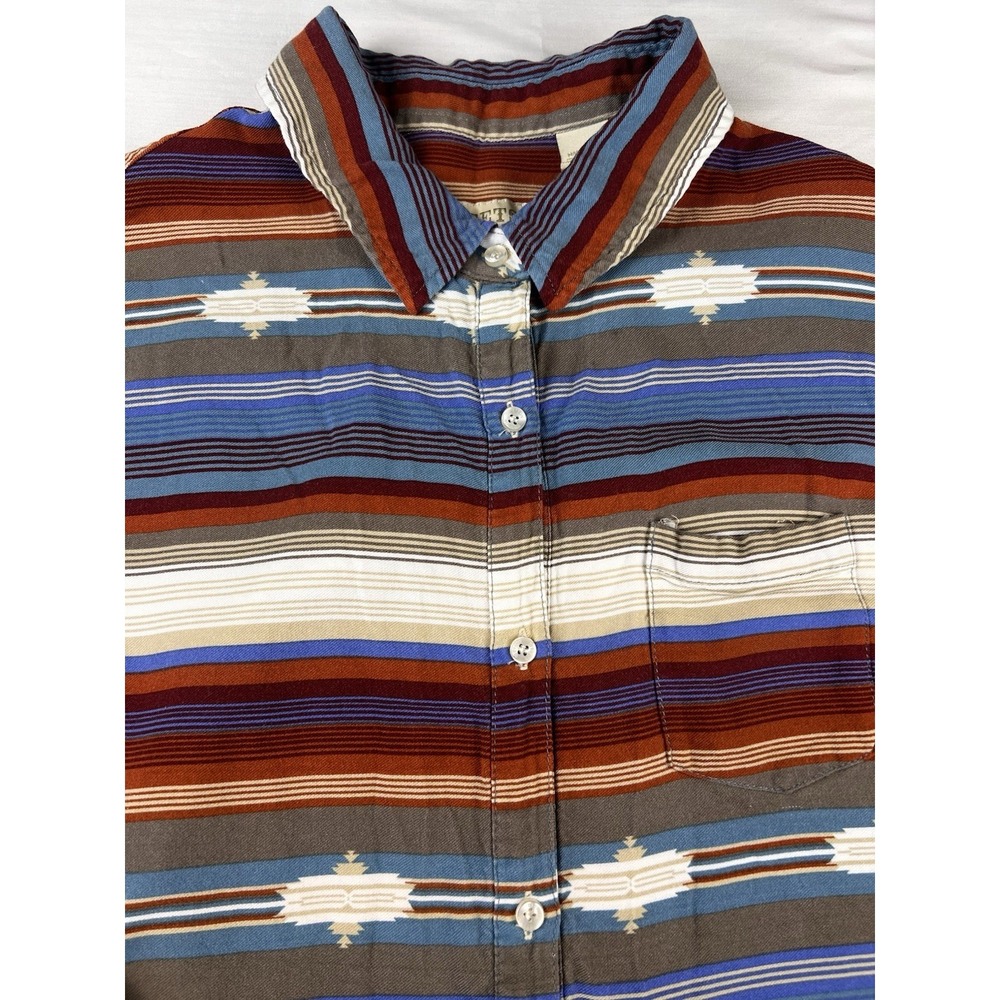 STETSON Western Shirt Aztec Stripe Button Front Southwest Rayon Women's Lg - Picture 2 of 10